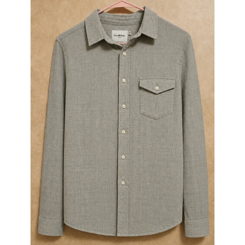 Goodfellow‎ & Co Mens Standard Fit Long Sleeve Button Down Shirt Gray